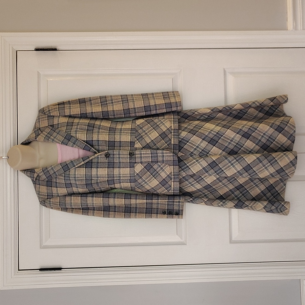 💙 Bobbie Brooks Wool Plaid Blazer, Skirt, and Belt Set! Gray and Cream. Size 5